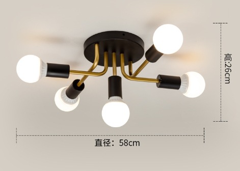 Lámpara de techo de dormitorio nórdica moderna y minimalista lámpara de sala de estar creativa araña de hierro forjado rama de lámpara al por mayor