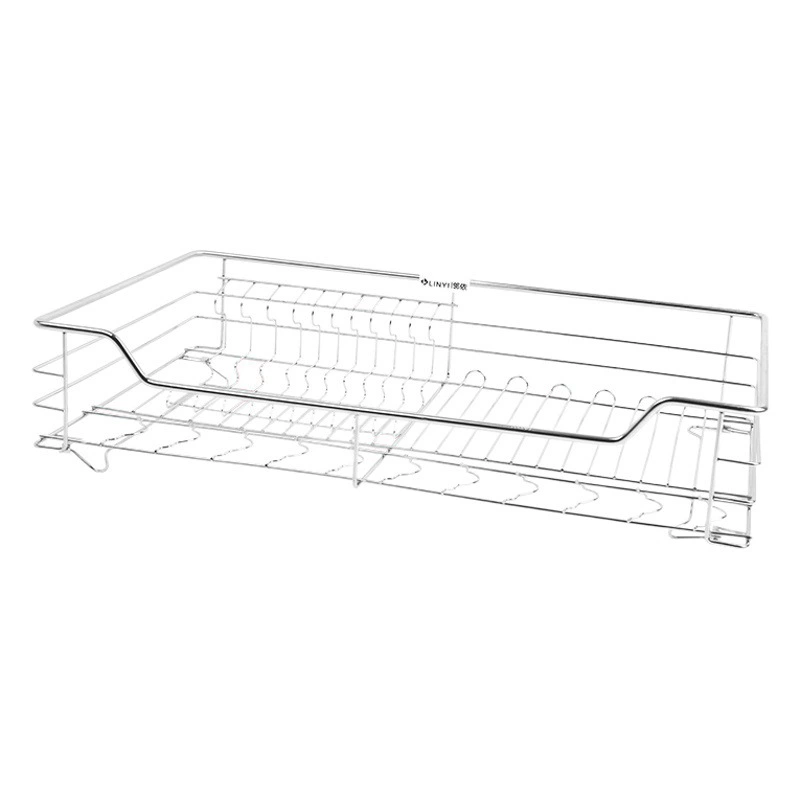 Выдвижная корзина из чистой нержавеющей стали 304 для кухонных шкафов, двухъярусная выдвижная подставка для мисок, стеллаж для хранения, раздвижного типа.