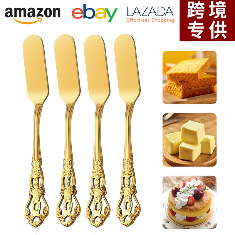 Cross-Border Wholesale of Light Luxury Vintage Stainless Steel Palace-Style Butter Knives, Tableware, Butter Knives, Cheese Knives, Spatulas
