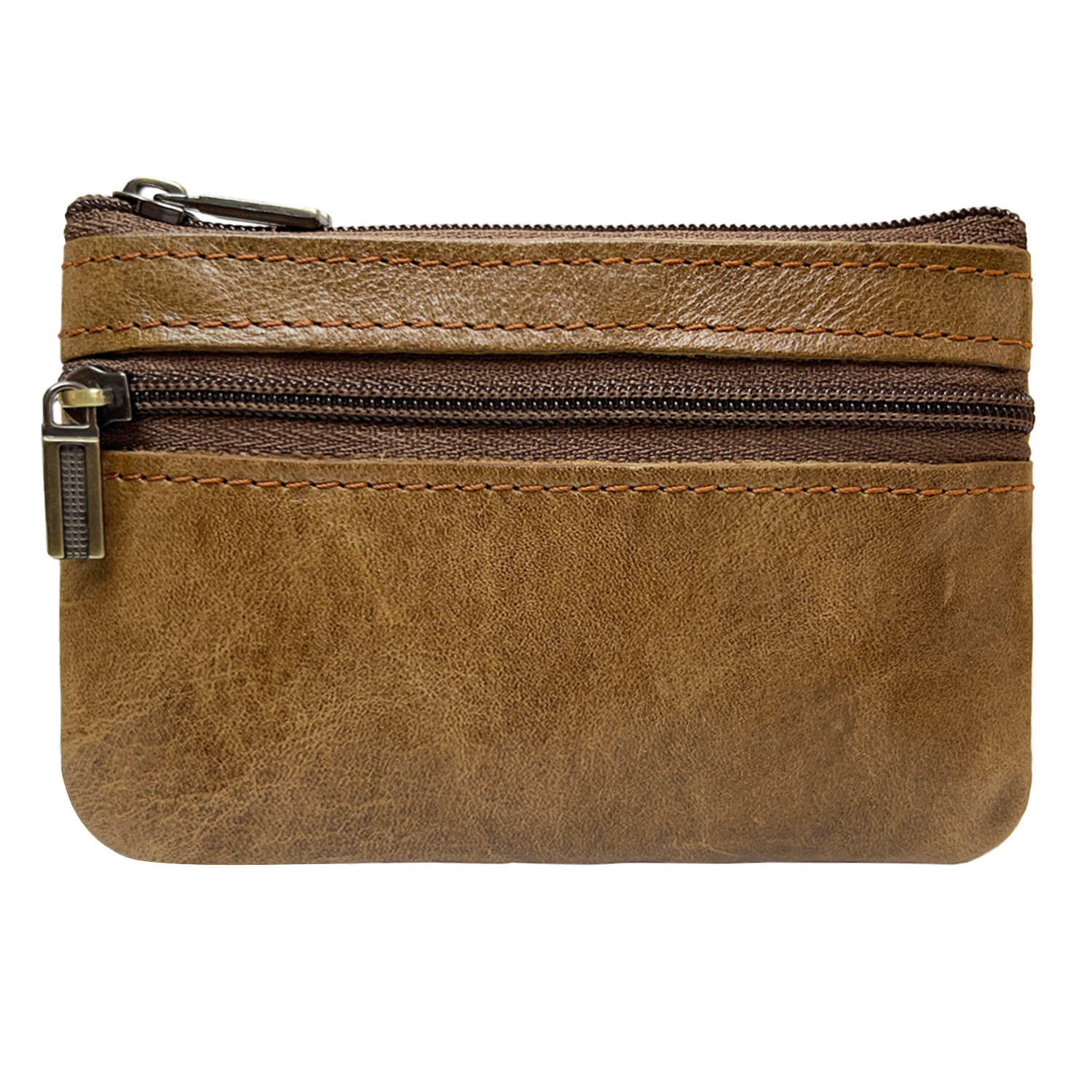 Venta caliente cuero genuino cremallera moneda monedero creativo coreano loco caballo de vaca moneda bolsa coche clave caso titular de la tarjeta de autobús