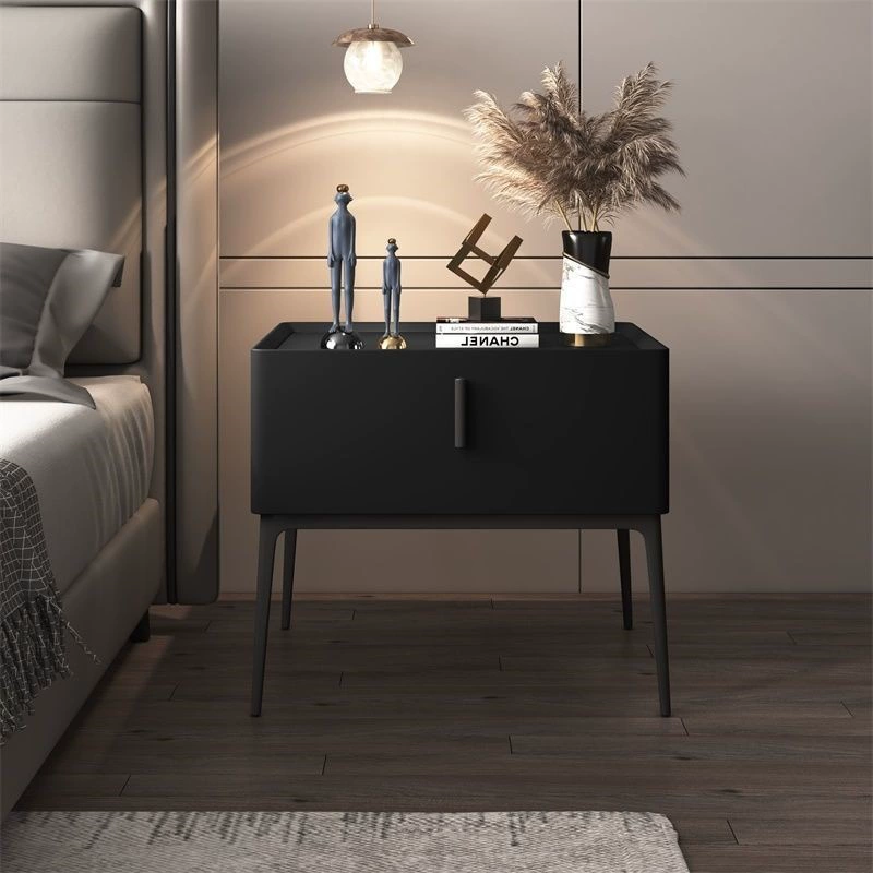Спальня каменная плита тумбочка простой кожаный современный минималистский массивный деревянный сетка красный легкий роскоши скандинавский тумбочный шкаф итальянская