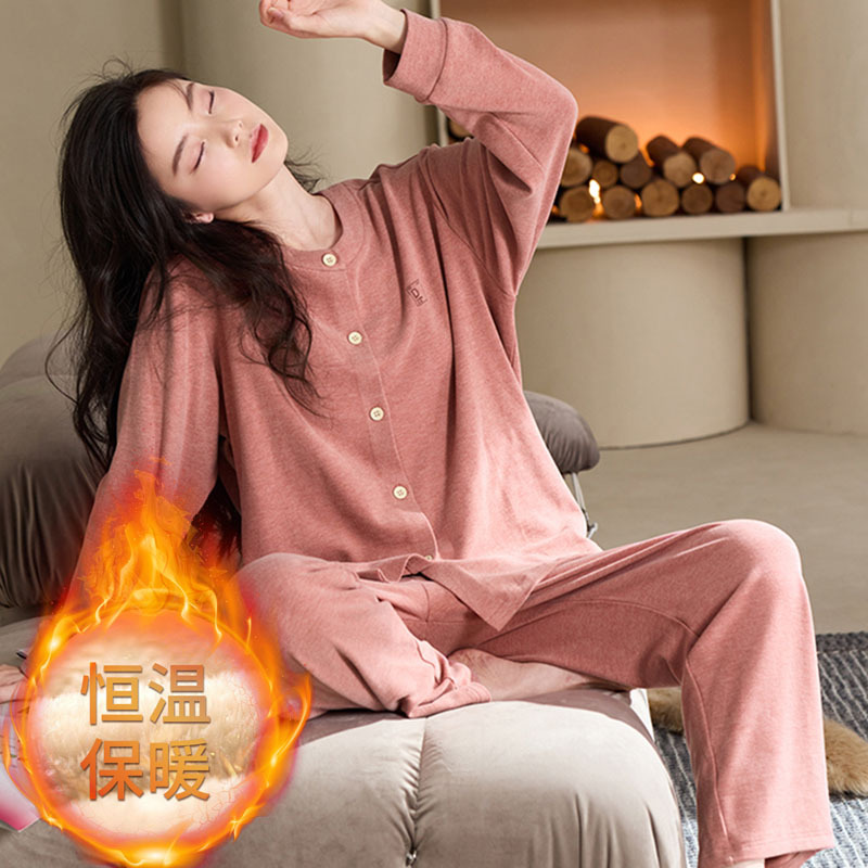 Derong Pajamas for Women in Autumn and Winter, Long-Sleeved, Thickeneded, Sweet Silk Wool Velvet, Korean Style Home Clothes, Two-Piece Set, Round Neck Style Derong Pajamas for Women in Autumn and Winter, Long-Sleeved, Thickeneded, Sweet Silk Wool Velvet, Korean Style Home Clothes, Two-Piece Set, Round Neck Style