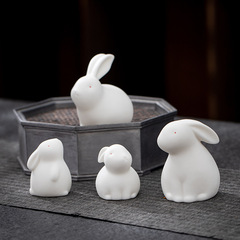 Cute Small Jade Rabbit Animal Rabbit Tea Pet Shelf Decor Rabbit Year Decor Gift Ceramic Office Desk Home Decor