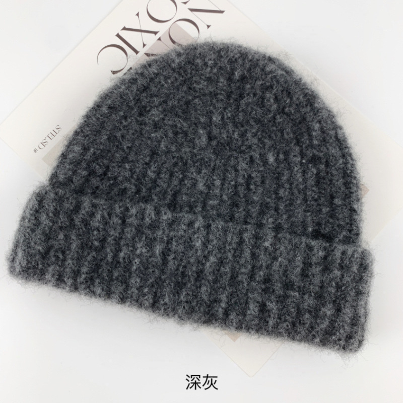 冬季新款羊毛毛线帽针织帽女大头围冷帽男简约百搭保暖套头帽跨境|undefined