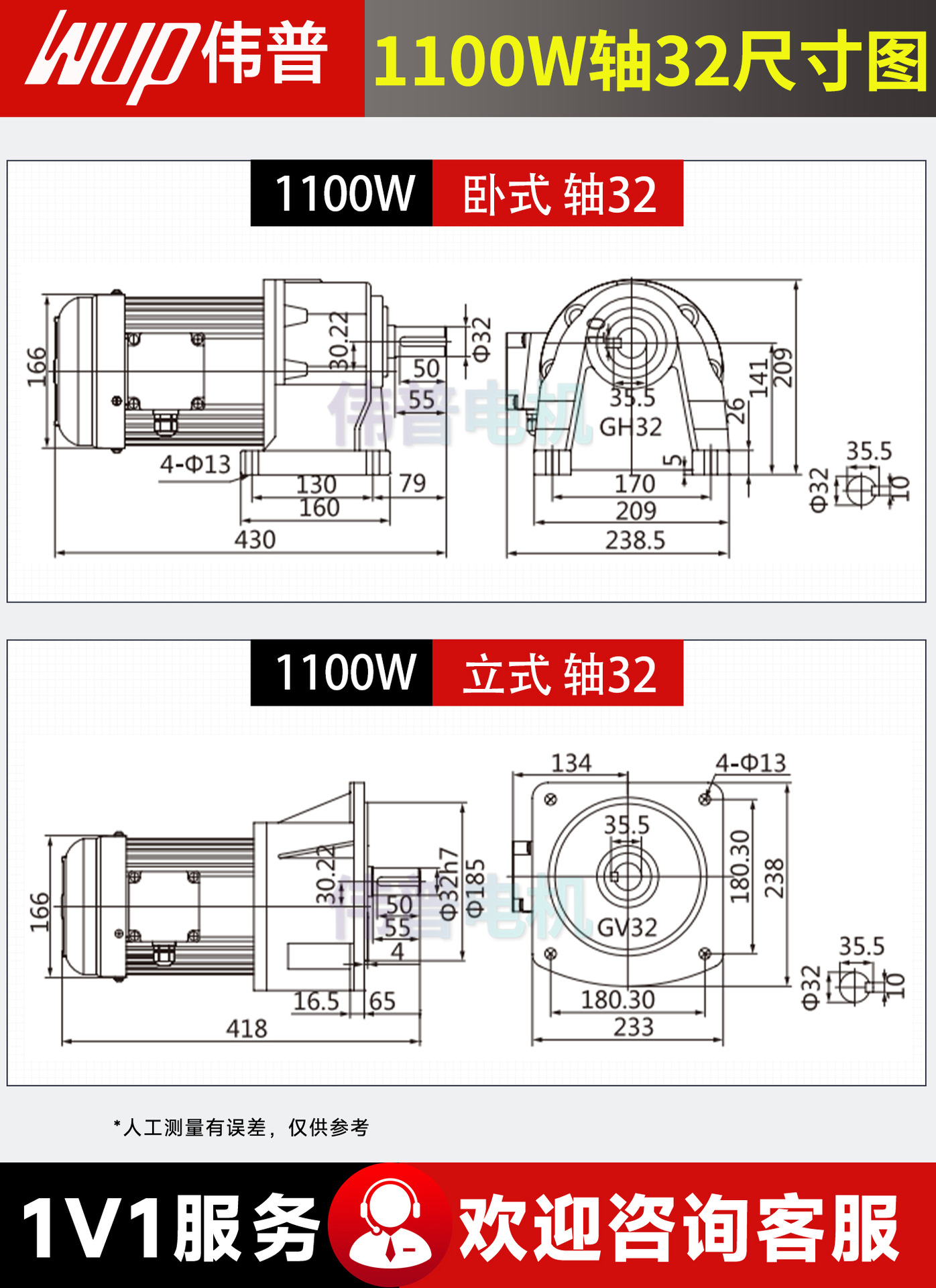 Motor de Reducción de Engranajes Trifásico Weipu de 380V, Motor de Velocidad Regulable de Frecuencia Variable de 220V, Motor de CA de Baja Velocidad Vertical y Horizontal