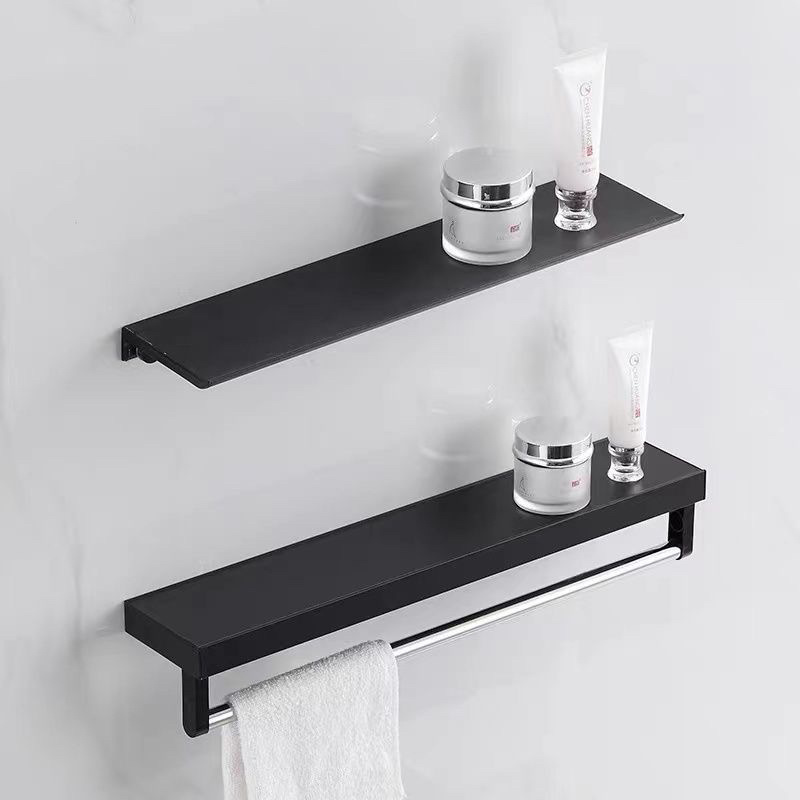 Bathroom Storage Rack Aluminum Alloy Partition Bathroom Cabinet Mirror Front Storage Shelf Punch-Free Straight Board Towel Bar