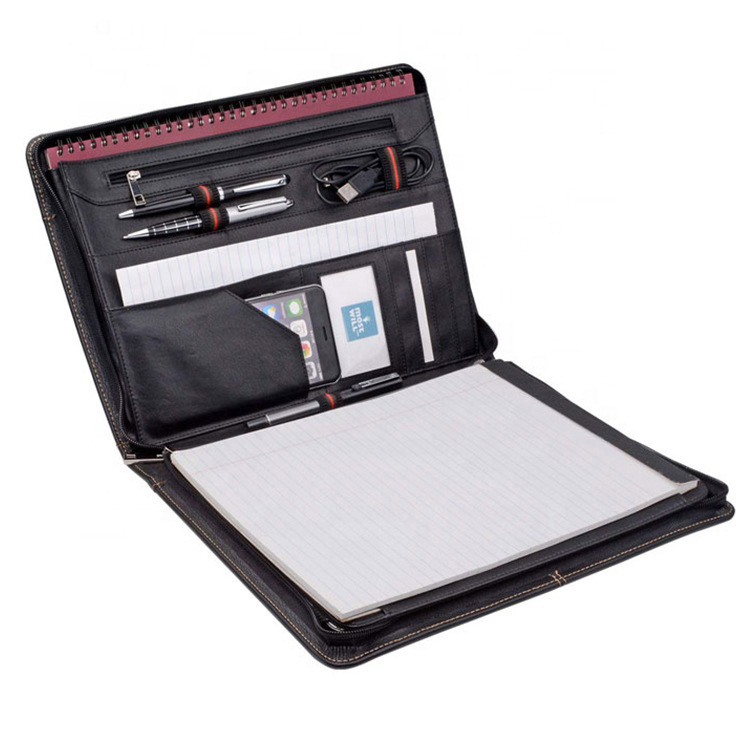 Cross-Border Hot-Selling A4 Business Document Bag with Large Capacity That Can Hold Tablet Computers, Leather Folder, High-End Pu Briefcase