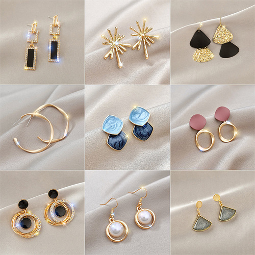 925 silver needle fashion earrings for women, Korean temperament earrings, long tassel earrings, European and American slimming geometric earrings