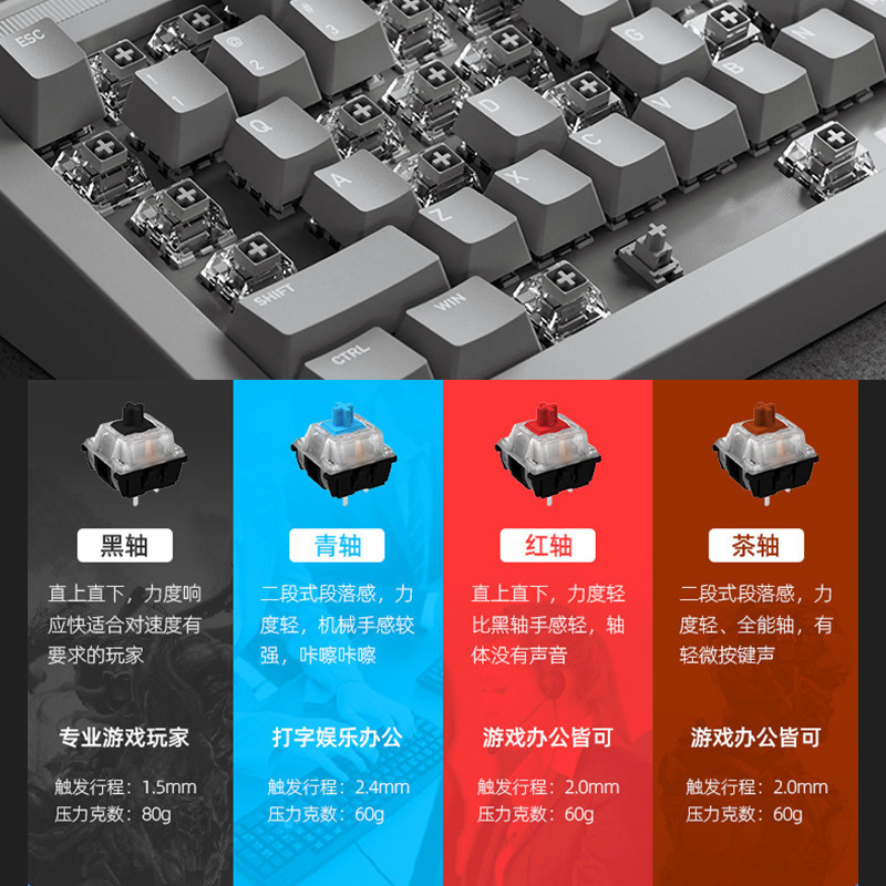 クロスボーダーメカニカルキーボード、緑軸、有線、61キー、ポータブル、eスポーツゲーム、カスタムメイド、工場在庫、防水設計|undefined