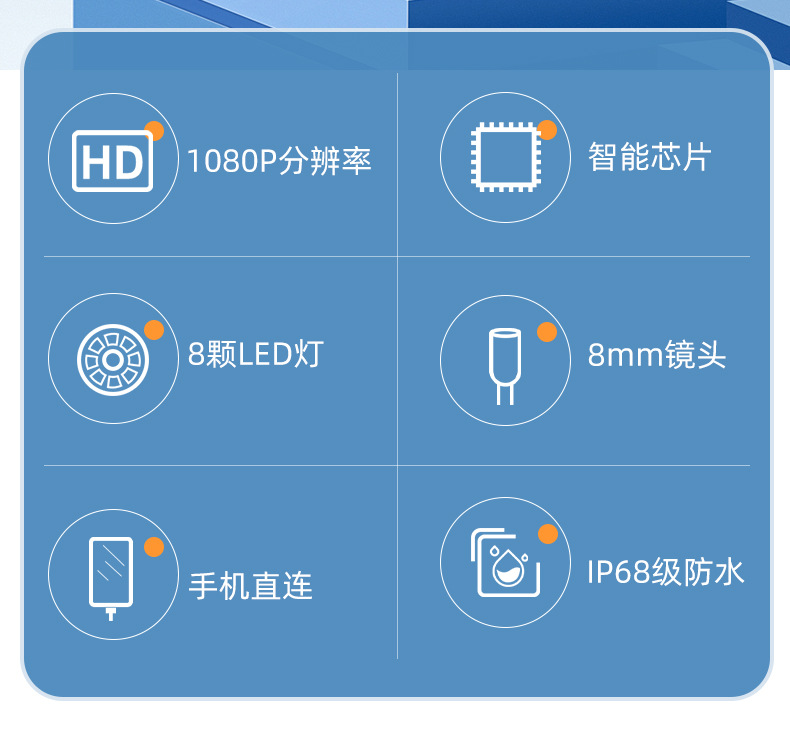 Apple Phone Direct Connection Camera 1080P Dual Interface 2-in-1 Waterproof 3 Megapixel Industrial Endoscope Probe