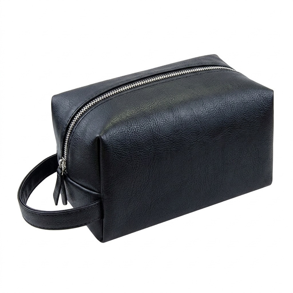Bolsa de almacenamiento negro cuero pu caballo loco estriado impermeable a prueba de suciedad bolsa de maquillaje bolsa de lavado bolsa de viaje de negocios para hombres bolsa de negocios image 6