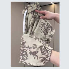 夏季国风复古薄款休闲裤印花哈伦裤女新款宽松高腰显瘦防晒九分裤