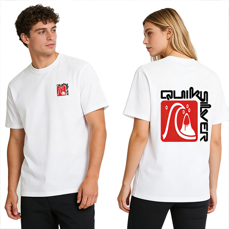 New Foreign Trade Cross-Border American-Style Quiksilver Couple's Short-Sleeved Pure Cotton T-Shirt Summer Round-Neck Printed Top New Foreign Trade Cross-Border American-Style Quiksilver Couple's Short-Sleeved Pure Cotton T-Shirt Summer Round-Neck Printed Top