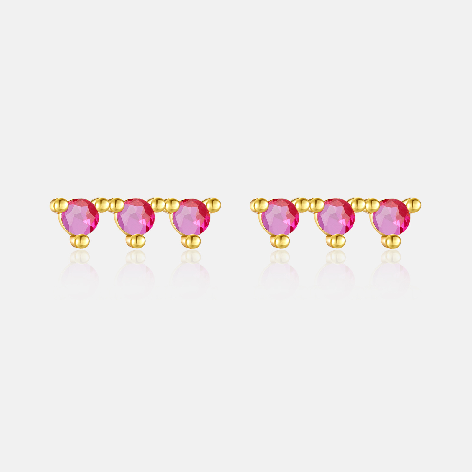 18K Real Gold Plated, Platinum Plated Plating Material Zircon Inlay Material Ear Studs Classification 1 Pair 925 Sterling Silver Zircon Round Ear Studs