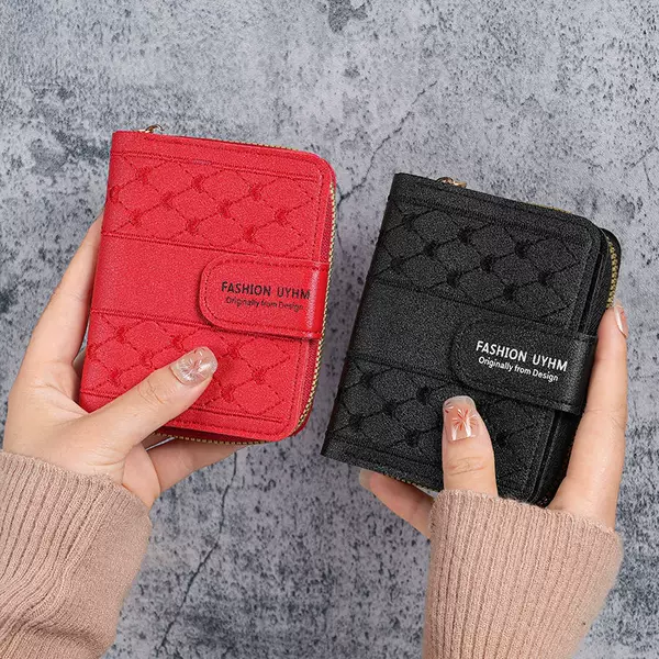 2024 New Women's Wallet Short Zipper Large Capacity Coin Purse All-match Love Color Clutch Card Bag