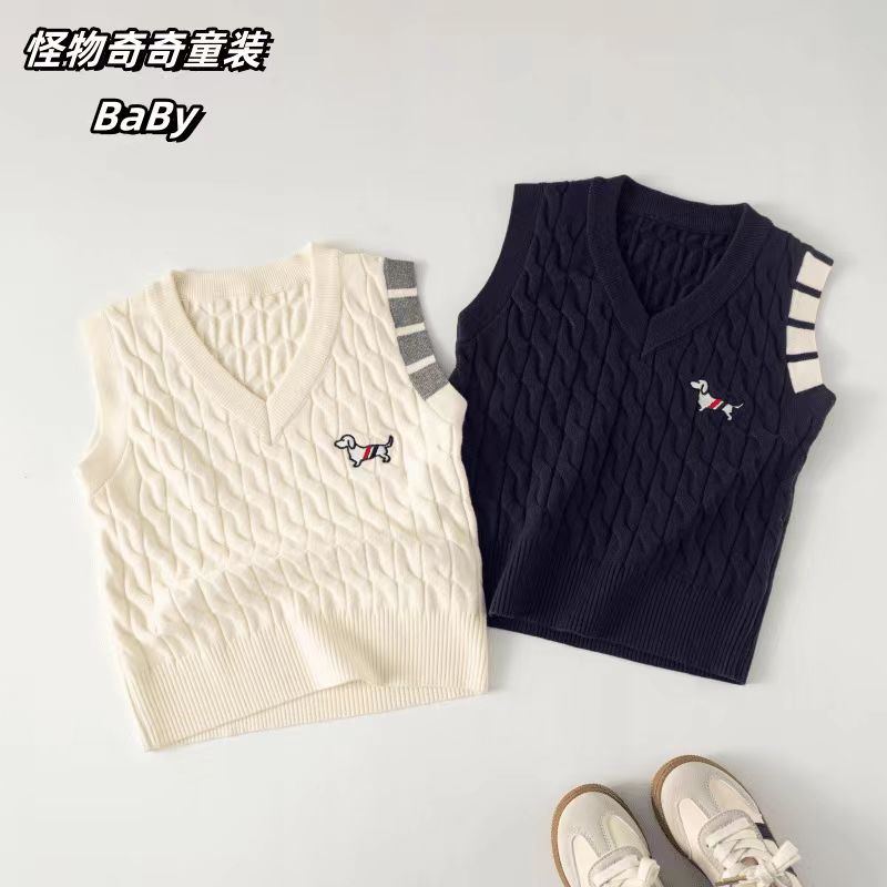 儿童针织毛衣马甲春秋韩版款男女童可外穿百搭学院风休闲百搭款