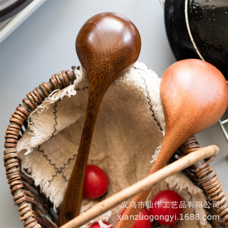 @小木仙 火锅勺汤勺乌檀木勺子家用食品级厨房用品喝汤勺