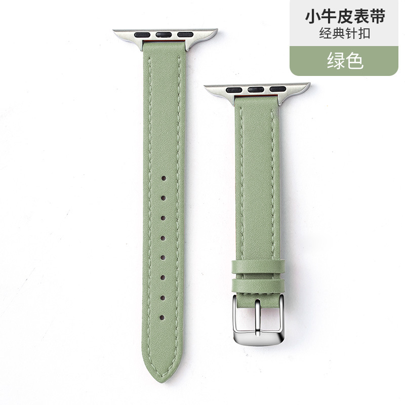 Adecuado para iwatch4/5/6/7/8/se Apple delgada capa superior de cuero hebilla Correa 14mm Apple correa de cuero