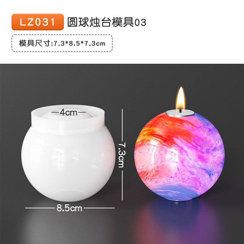 36 epoxi vela molde cristal racimo bola arco Polka Dot cubo vela almacenamiento hecho a mano resina silicona molde