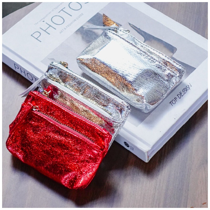 Popular Internet Celebrity Zipper Coin Purse, Shiny Glossy Mini High-End Exquisite Small Bag, Card Holder, Small Wallet for Women, All-In-One