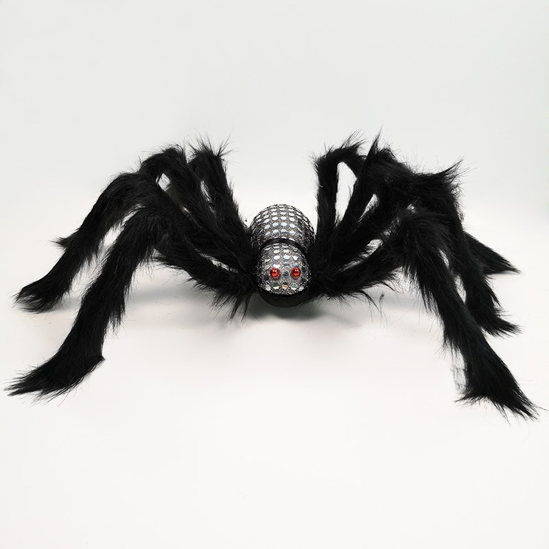 Decoración de Halloween araña sitio de diseño de props simulación peluche gran araña negra casa embrujada juguetes al por mayor image 11