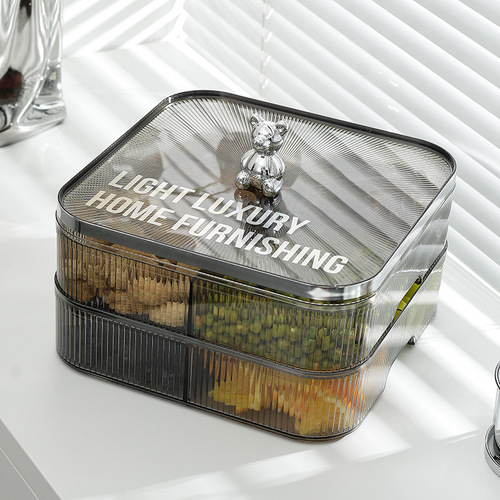 Ins-style dried fruit plate with divided sections and lid, household living room nut and candy box, creative new snack and fruit display tray