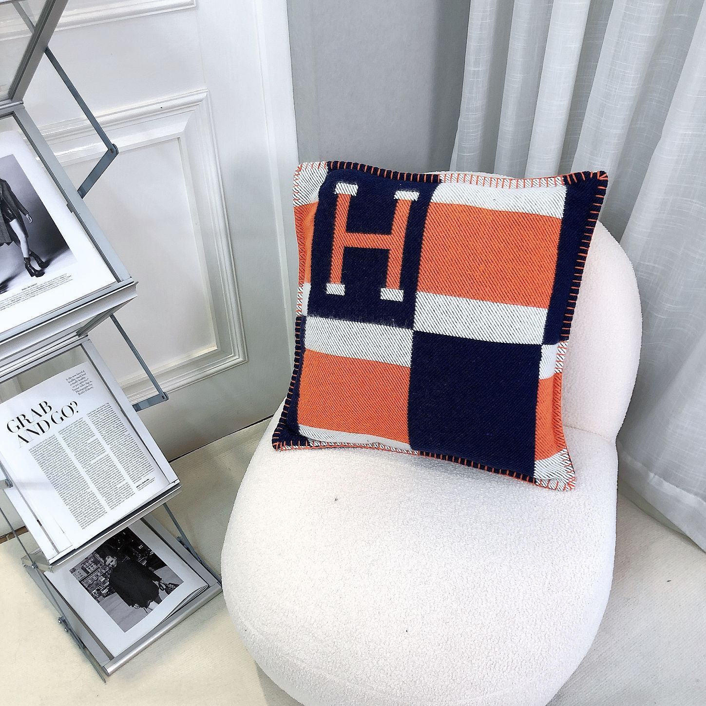 Amazon H 枕北欧モデルルーム昼休みソファクッション車の腰サポート背もたれクッションニット枕カバー