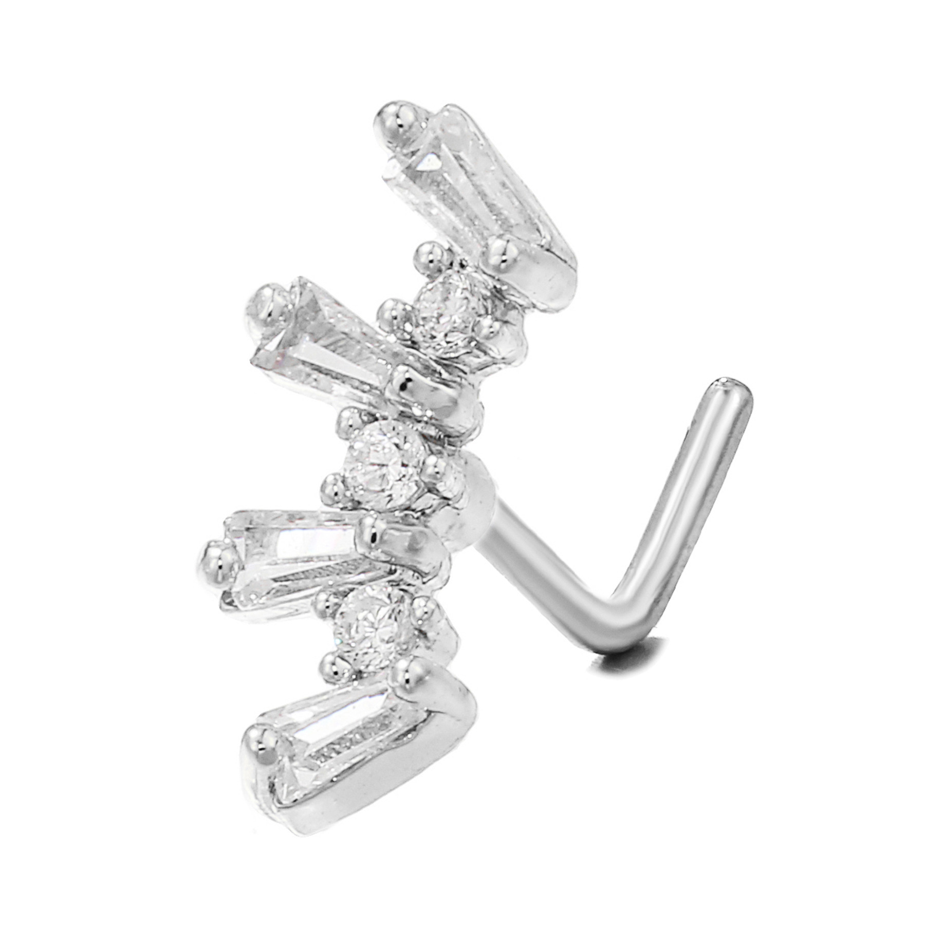 Geometric Zircon Nose Stud In Copper Colour Micro Inlaid Design_voghion.com