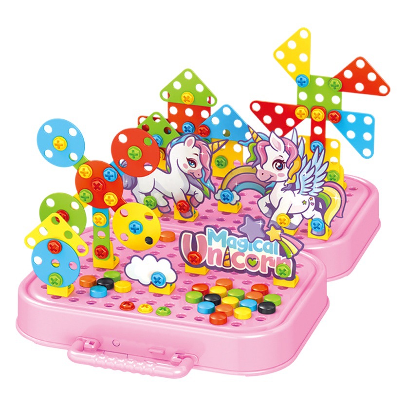 Children's Cartoon Toolbox Nut Combination Space Astronaut Stereo Puzzle Electric Screw Disassembly Toy