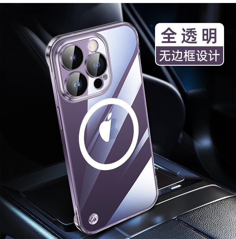 Aplicable iPhone16 PC galvanoplastia sin marco para teléfono móvil 15 transparente Apple 14 viene con película de lente carcasa dura todo incluido