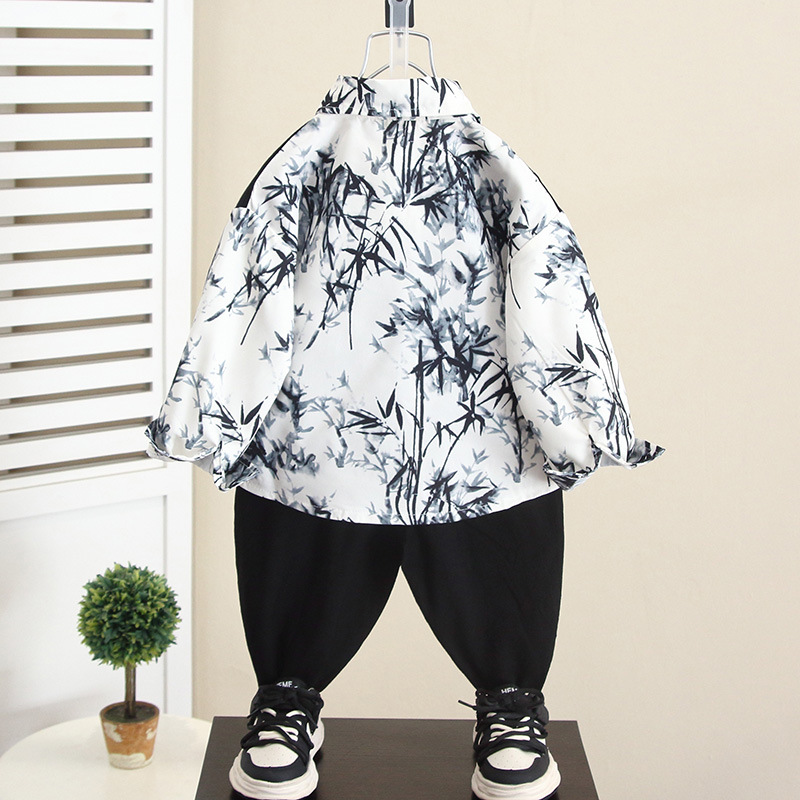 6056 Hanfu Boys Otoño Estilo chino 2024 Nuevos niños Primavera y otoño Nuevo traje chino Tang Traje de otoño para bebés Traje antiguo