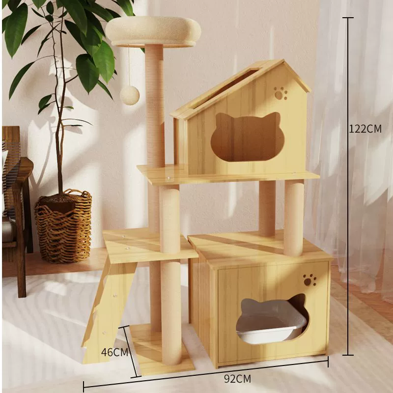 Cat climbing frame, universal four‑season multi‑level tower with hammock, condo and scratching posts