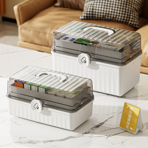 Medical box multi-layer large-capacity epidemic prevention medicine box outdoor portable first aid box medical storage box plastic storage box