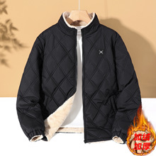 大码老年人棉服冬季新款爸爸装加绒加厚胖子棉袄中老年棉衣外套男