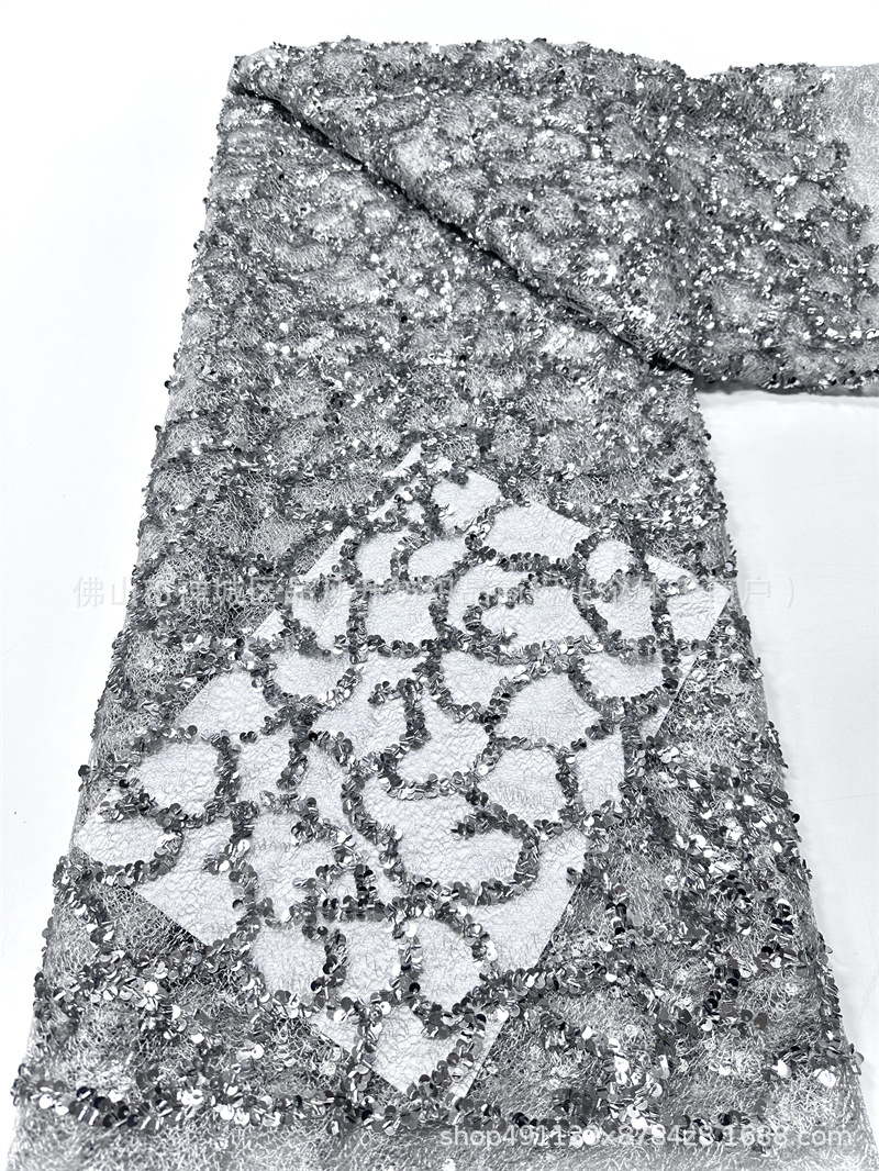 Nueva venta al por mayor DIY vestido de moda cena vestido de tela de cuentas de tela de diafragma de red desordenada image 7