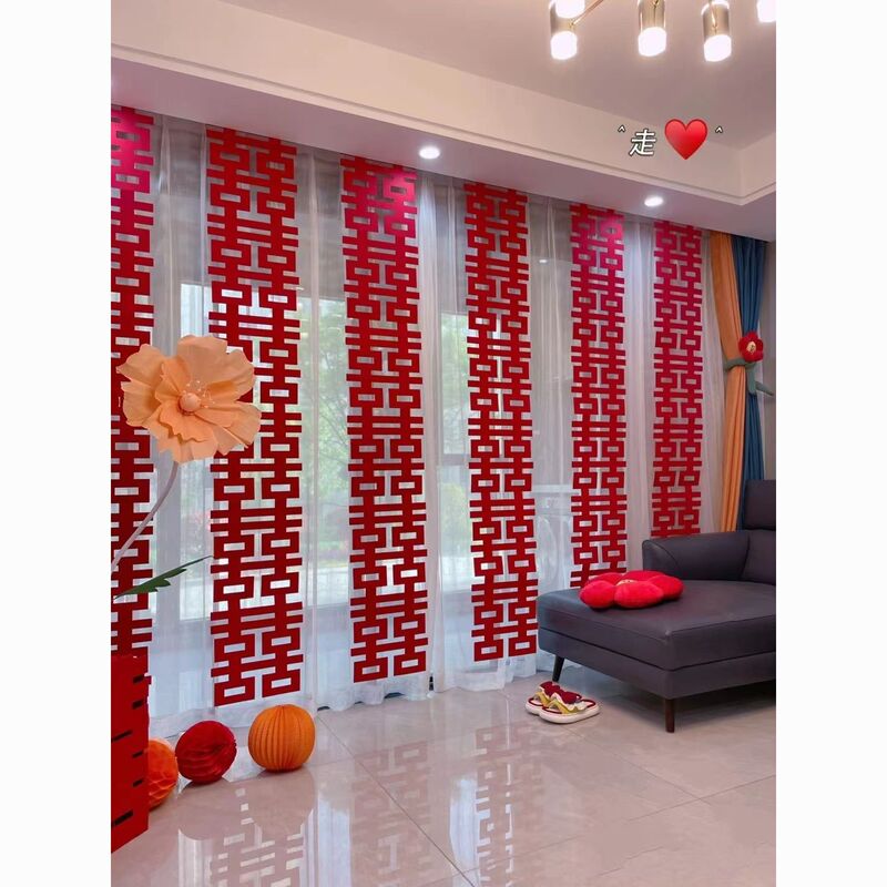 Advanced Sense New Long Happy Character Wedding Room Decoration Essentials Three-dimensional Happy Character Photography Props Complete Set