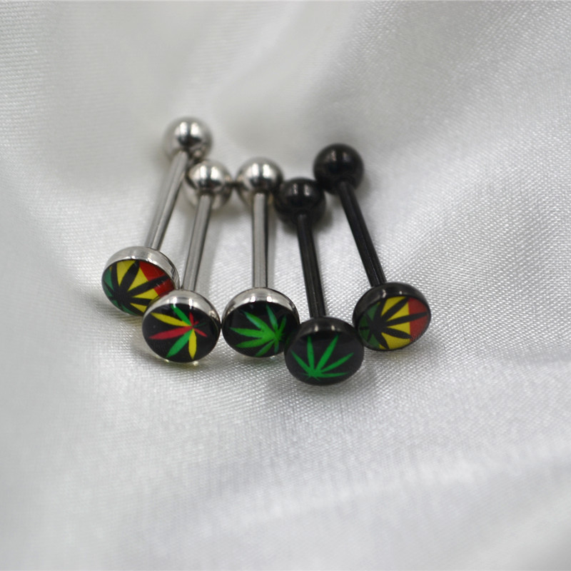 Novelty Fashion Simple Style Maple Leaf Stainless Steel Plating Tongue Nail