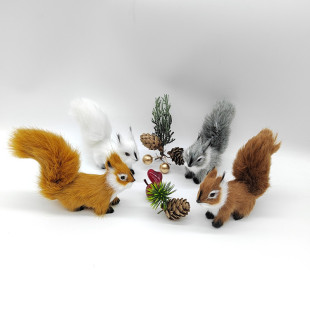 Plush simulation animal squirrel pendant ornaments toys handmade crafts cross-border holiday supplies
