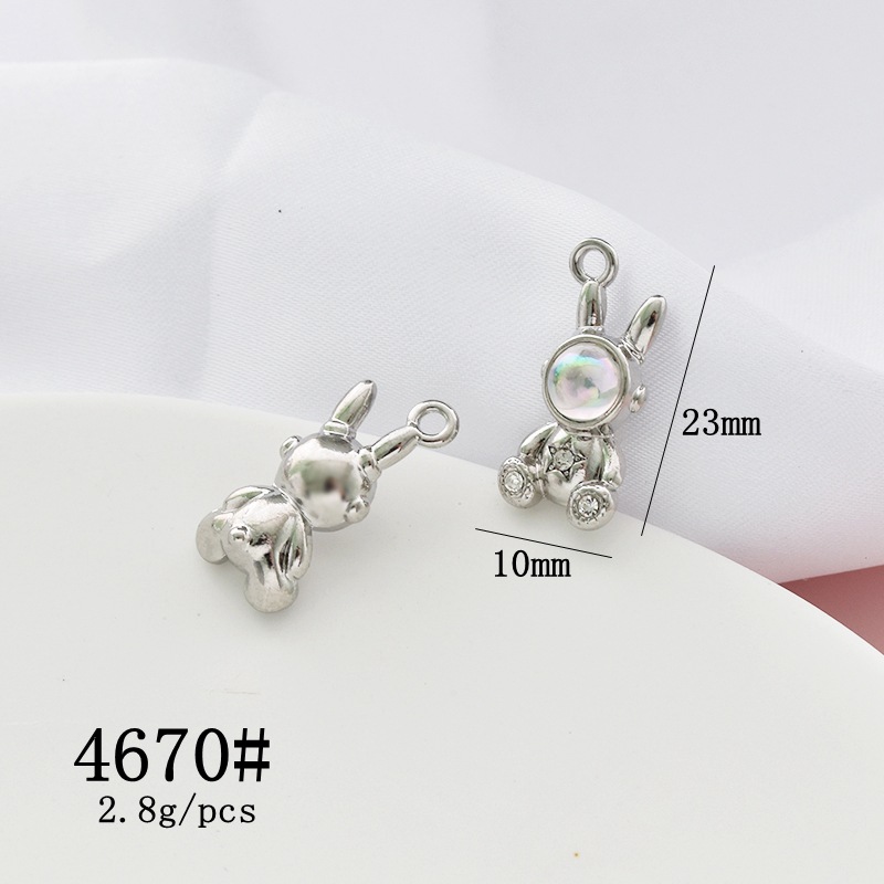 10 Pcs/package Cute Rabbit Astronaut Alloy Plating Inlay Pendant Jewelry Accessories display picture 10