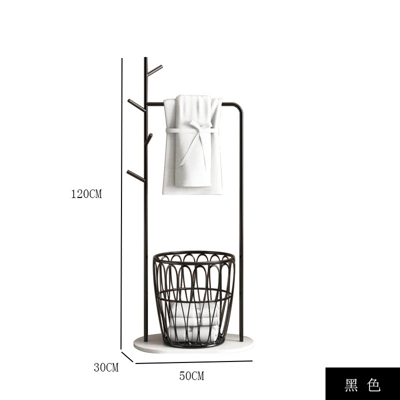 B6_블랙 타월 걸이 + 블랙 라운드 바스켓