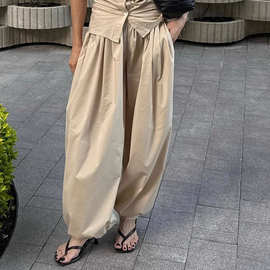 春秋热款街头潮流跨境欧美休闲慵懒瑜伽长气球裤宽松纯棉灯笼裤女