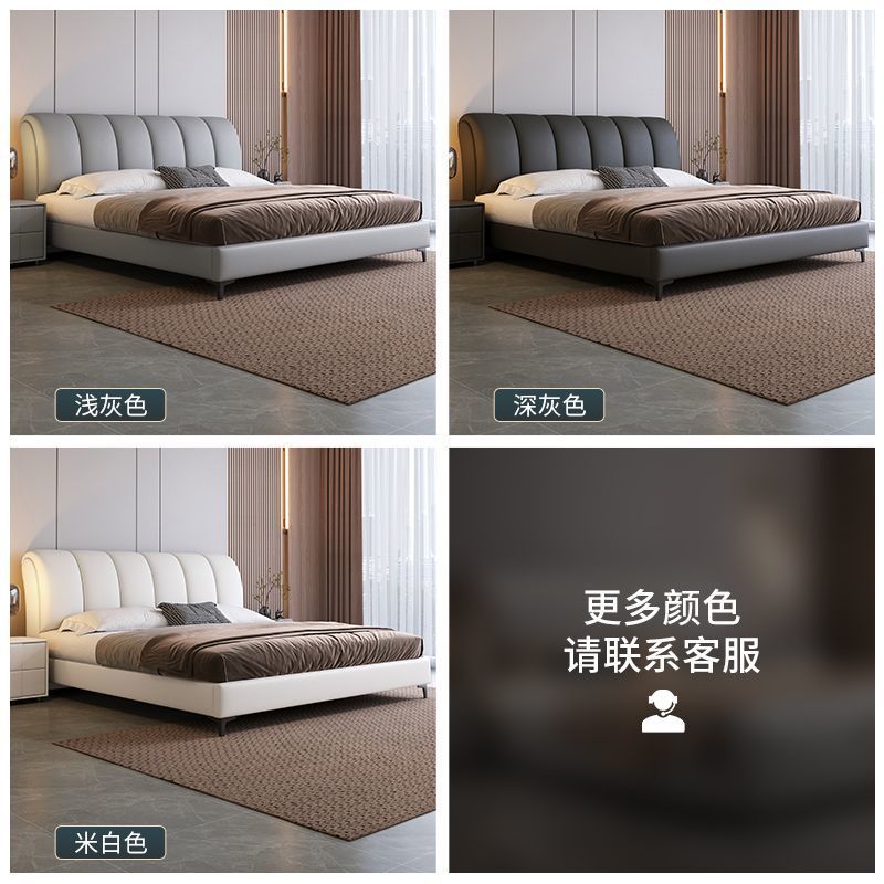 爆款意式床主卧现代简约黑色主卧大床真皮高级储物小户型婚床软包