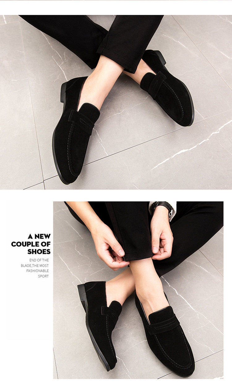 Large Size Men's Lazy Leather Shoes British Style Casual Daily Loafers Simple Suede Slip-on Fashionable Shoes_vogvips.com