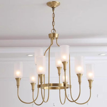 美式乡村餐厅吊灯餐桌铁艺灯具铜金色镂空书房衣帽间卧室书房灯具