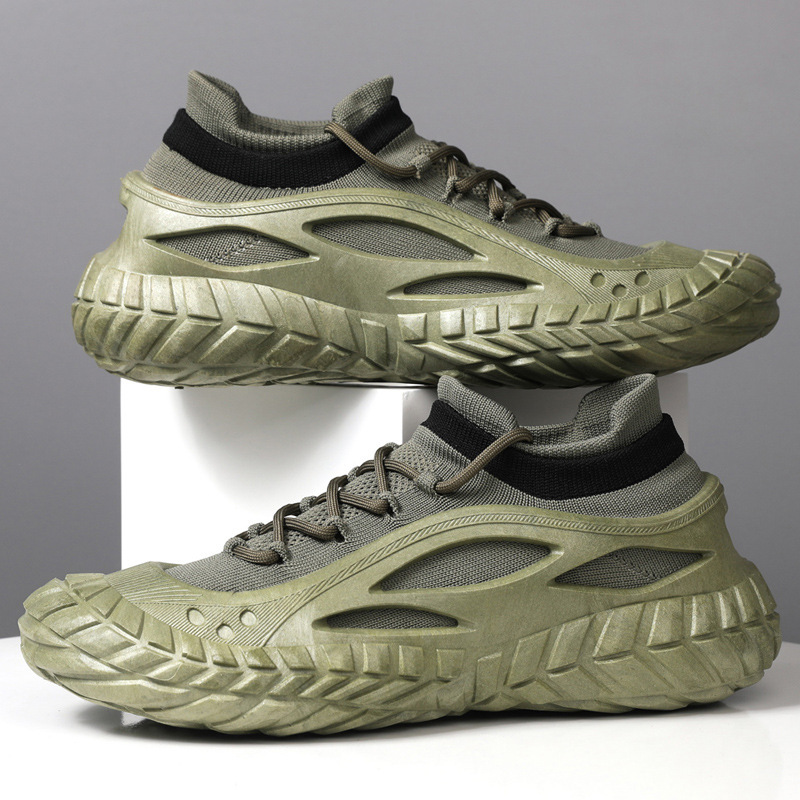 Zapatos de hombre 2025 nuevo estilo primavera tejido volador transpirable superficie de malla casual hombres ligeros plataforma deportes trabajo trabajo zapatos de moda