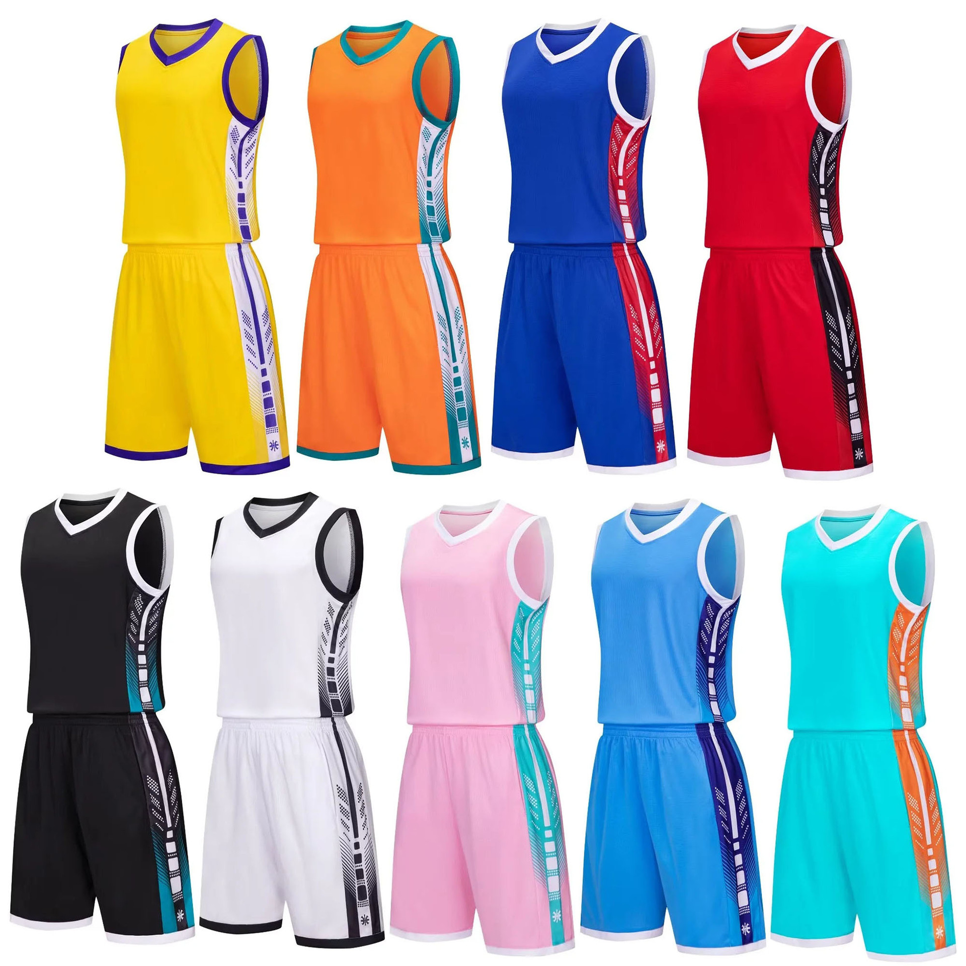 Wholesale Basketball Clothes Children's Bilateral Pocket Basketball Clothes suit Men's Training Clothes Group Buying Adult Custom Blue Jersey