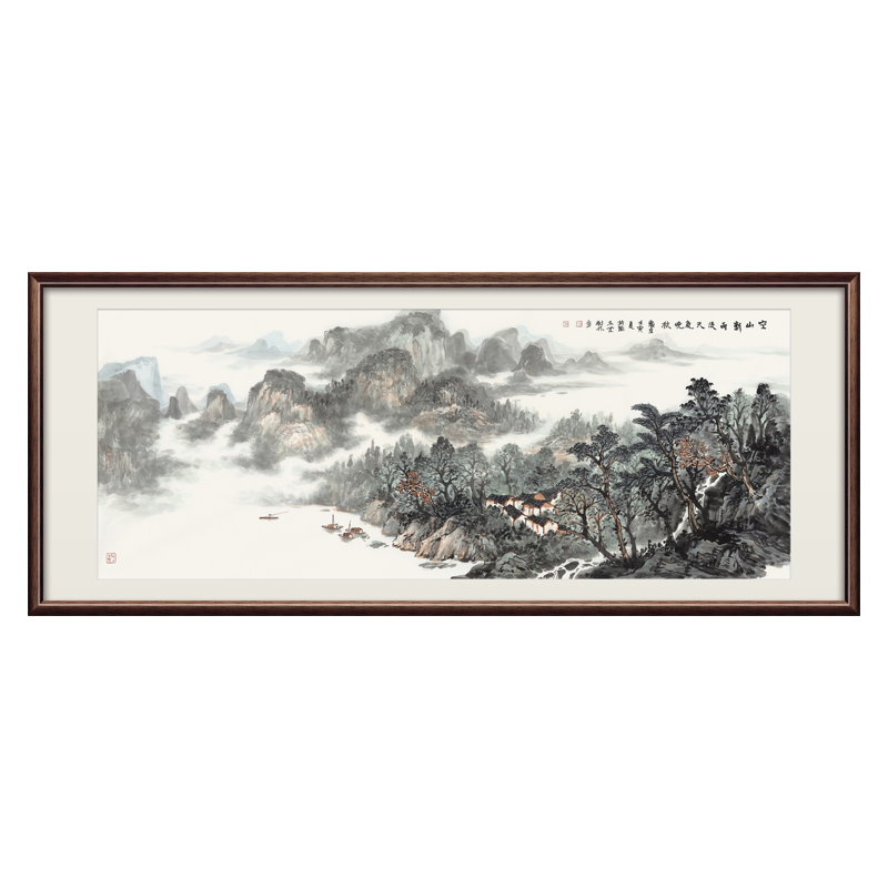 DHA0国画山水画客厅装饰画中式挂画纯手绘名家真迹水墨字画办