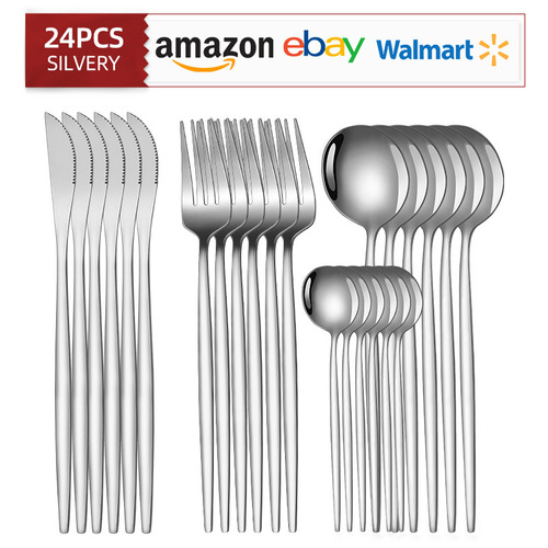 Spoon Cross-Border Western Tableware Gift Set - Bestselling Portugal Stainless Steel High-End 24-Piece Knife, Fork, and Spoon Set