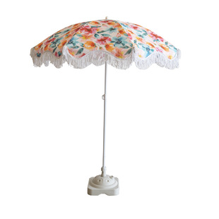 Cross-Border Outdoor Beach Umbrella Luxury High-End Seaside Swimming Pool Courtyard Camping Sunshade Tassel Large Umbrella Can Be Customized