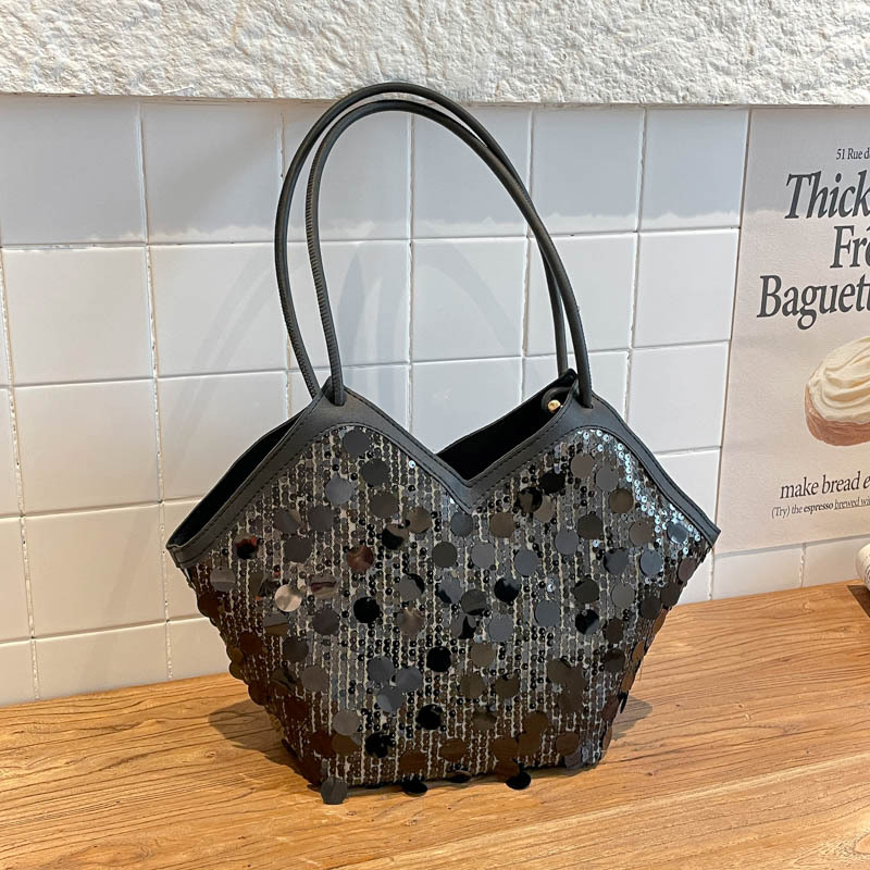 Stylish Sequin Shoulder Bag For Women Large Capacity Tote Handbag_voghion.com